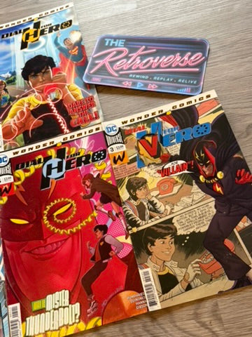 Close-up of a Dial a Hero comic cover from the five-issue bundle.