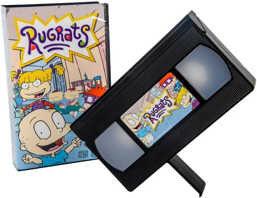VHS tape and cover of 'Rugrats' on a white background