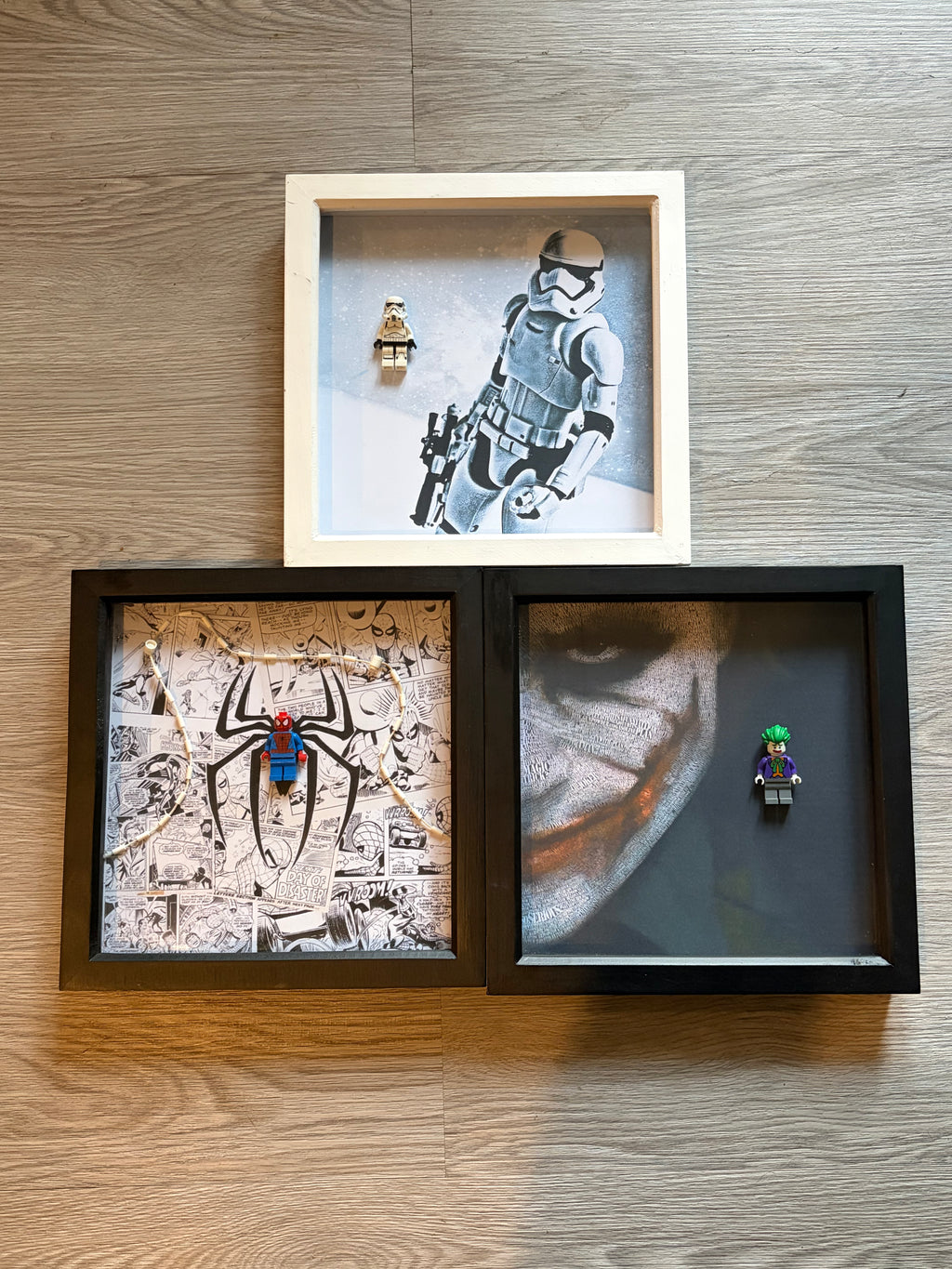 LEGO Shadow Box Frame Art - Joker, Storm Trooper & Spider-Man