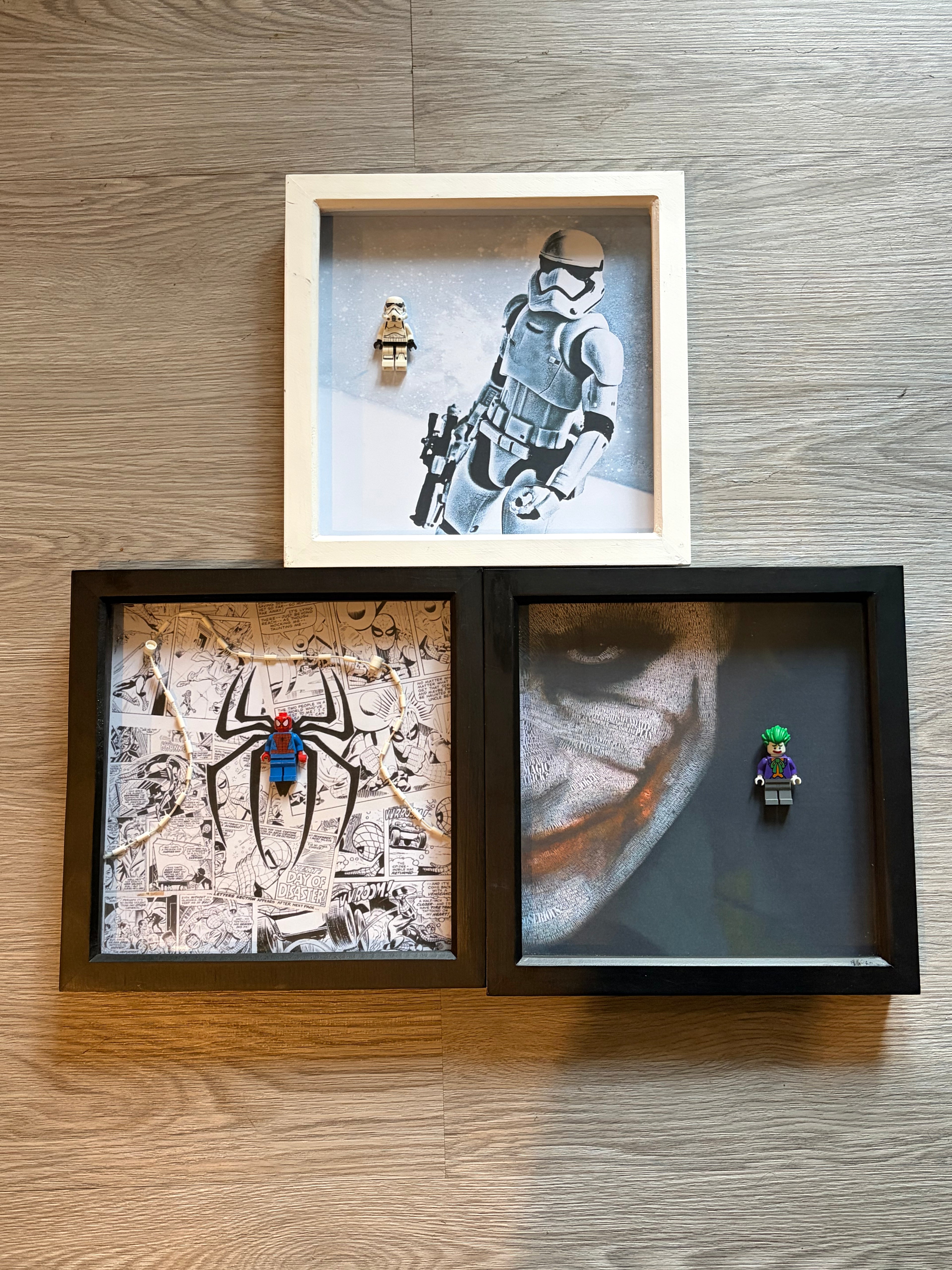 LEGO Shadow Box Frame Art - Joker, Storm Trooper & Spider-Man