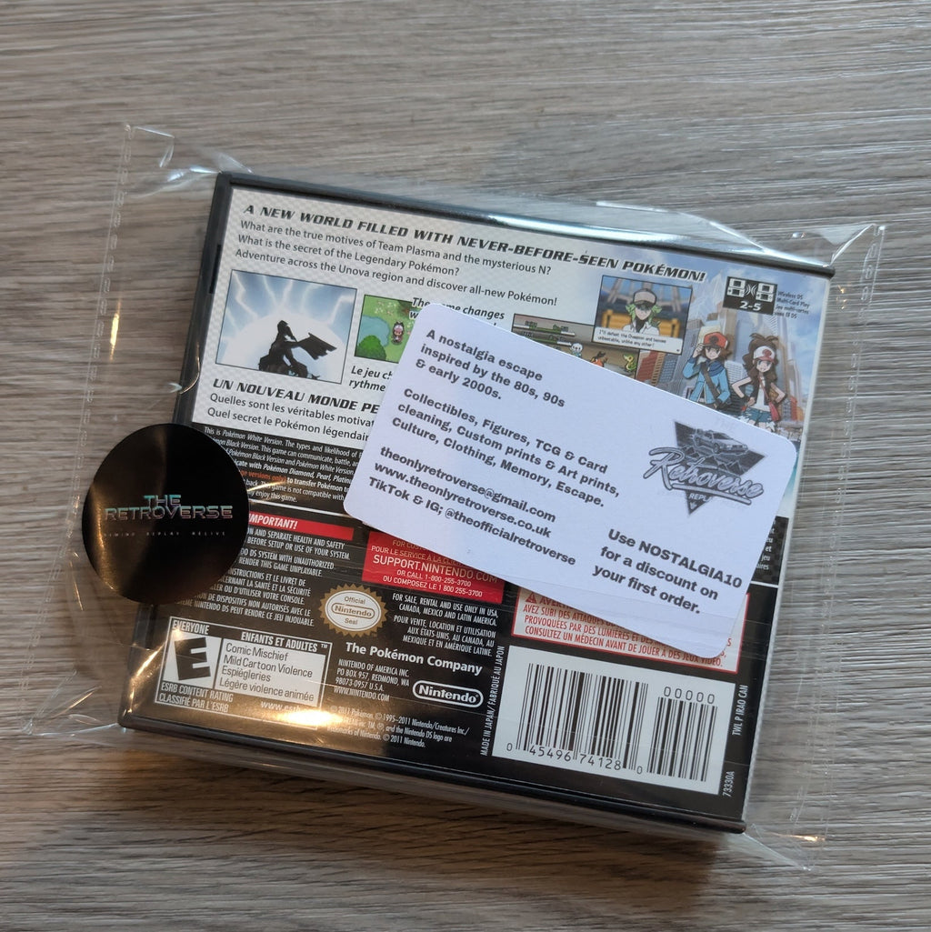 Video game case with a label on a wooden surface