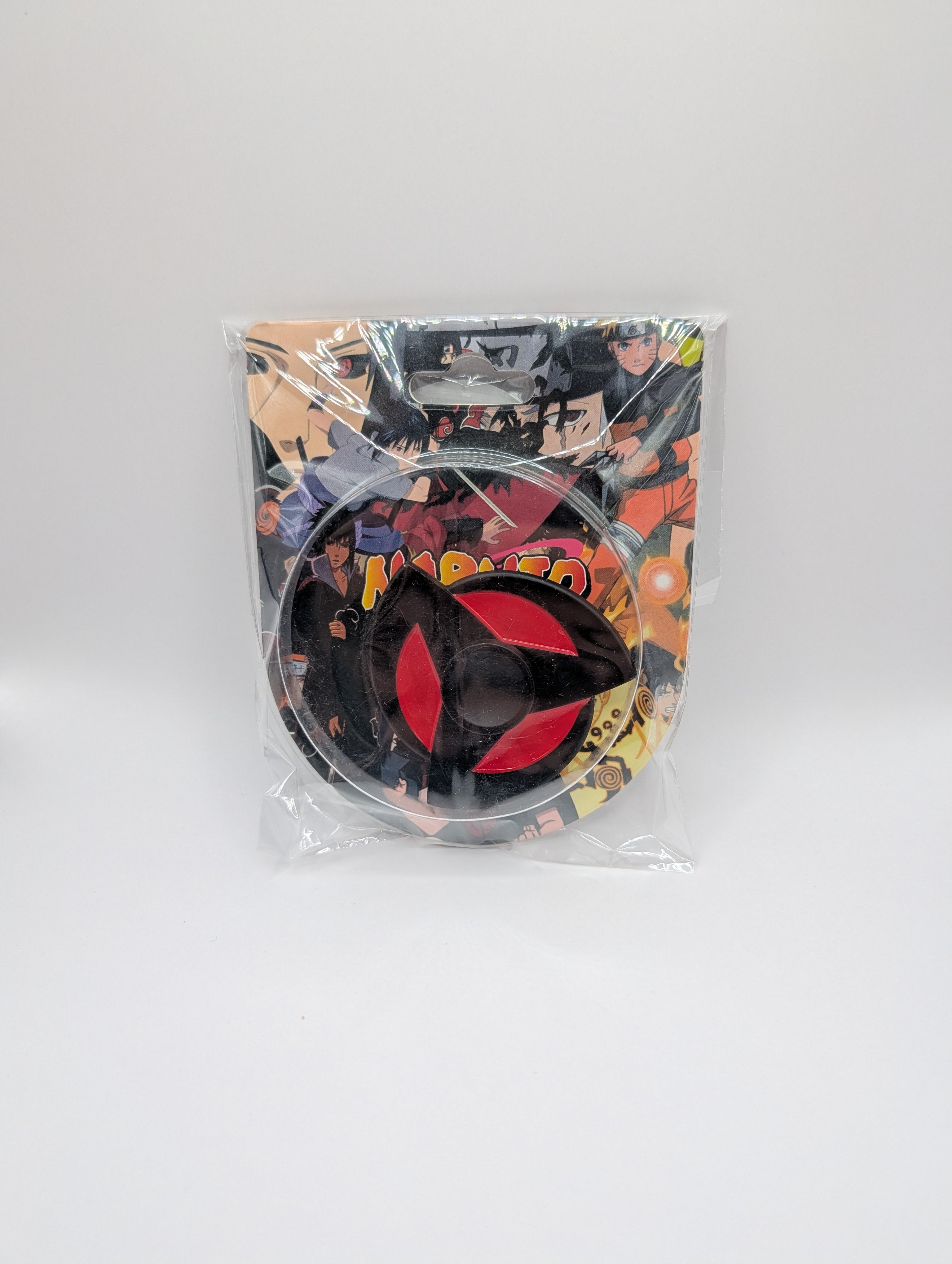 Packaged product with a red and black design on a white background