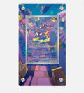 Pokémon trading card in a colorful display case